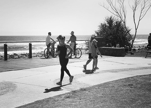 Karol Garcia jogging at Curl Curl beach on the Northern Beaches